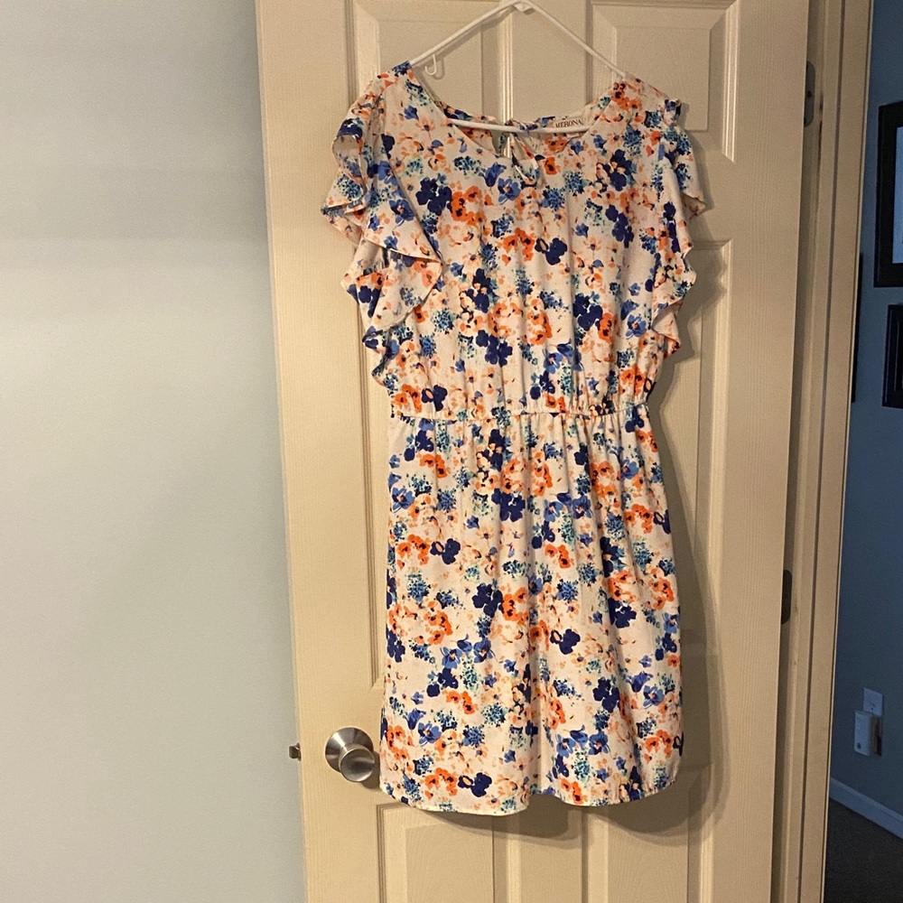 Merona Floral Dress - Blue, Orange, White